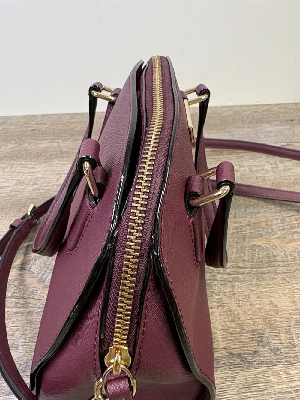 Kate Spade New York Burgundy Saffiano Satchel Crossbody Bag + Wallet Set